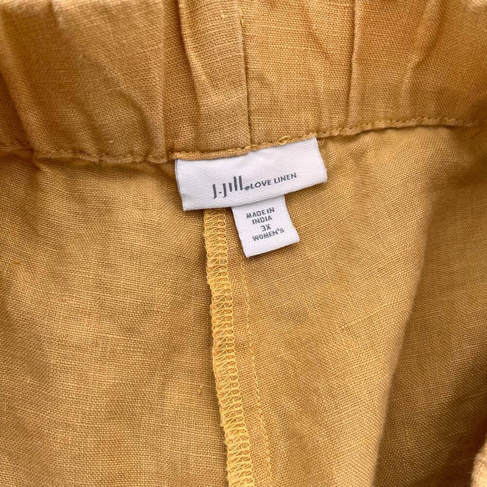 J.Jill  Love Linen Pants Womens 3X Yellow Boho Wide Leg Cropped Minimalist Beach - Picture 3 of 8